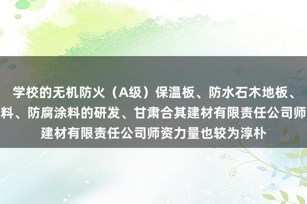 学校的无机防火（A级）保温板、防水石木地板、硅酸钙板、灌浆材料、防腐涂料的研发、甘肃合其建材有限责任公司师资力量也较为淳朴